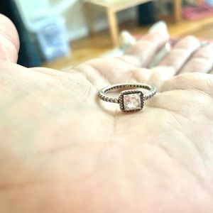 Pandora Square Sparkle Halo Ring